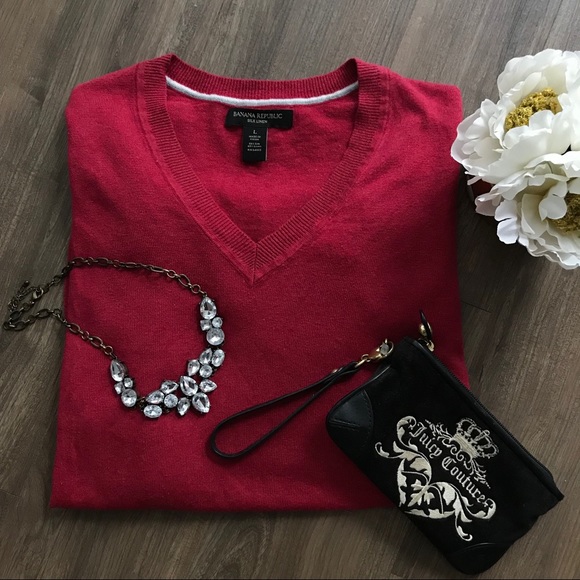 Banana Republic Sweaters - Banana Republic Red Silk Linen Sweater